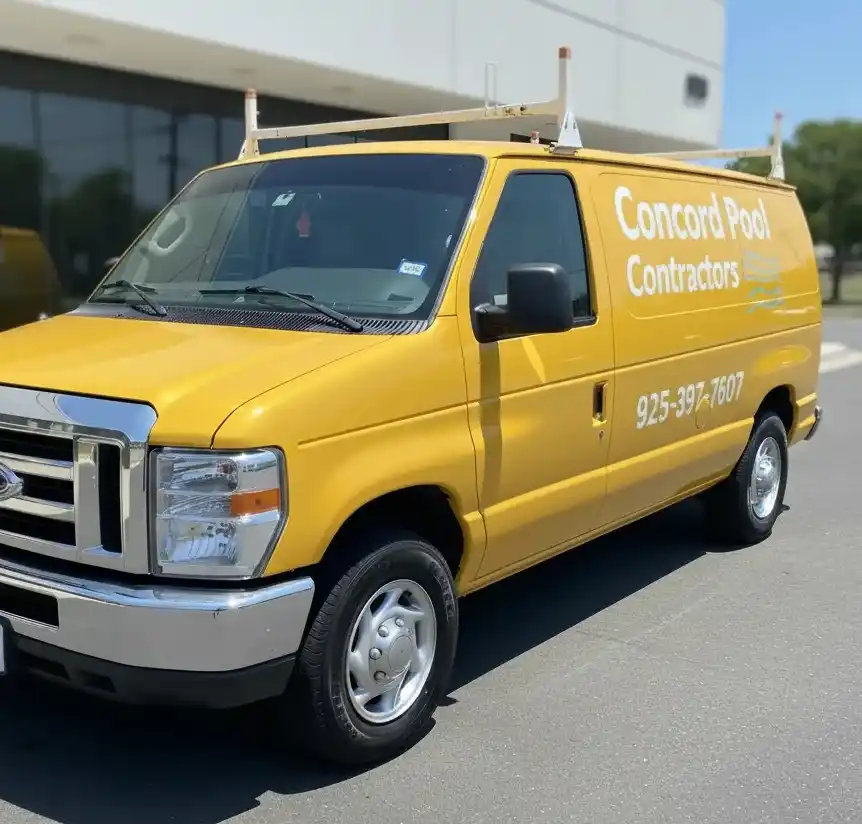 Concord Pool Contractors branded company van with phone number 925-397-7607